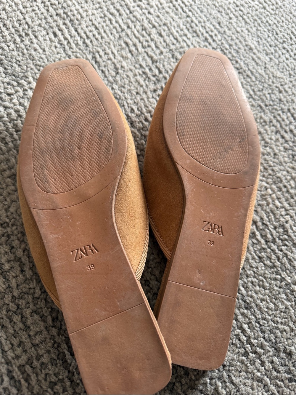 Zara Tan Suede Bow-Detail Slip-On Mules - Picture 2 of 3